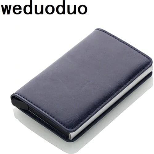 Antitheft Rfid Blocking Wallet Metal Credit Card Holder Automatic Elastic Vintage Aluminum Wallet PU Leather rfidwallet