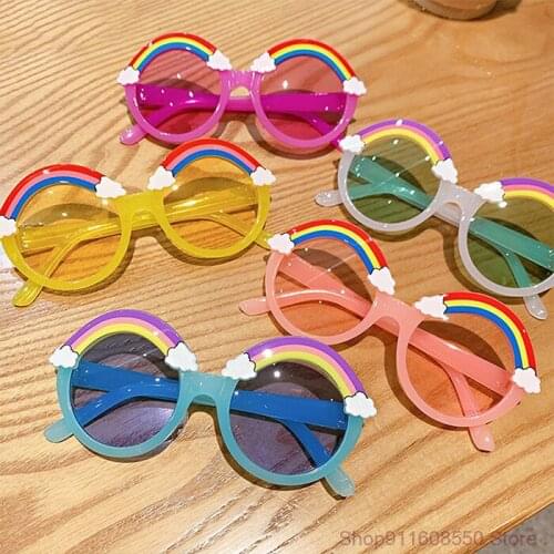 GOZLUGU Children Round Sunglasses Kids Rainbow Sun Glasses Baby Shades Colorful Eyeglasses Boys Girls Purple Cute Eyewear UV400