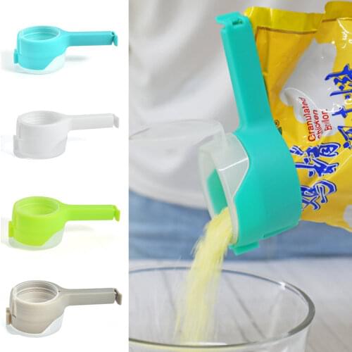 HOT Food Storage Bag Sealing Clips Plastic Cap Sealer Clip With Pour Spouts Snack Candy Storage Fresh Clamp Kitchen Organizer