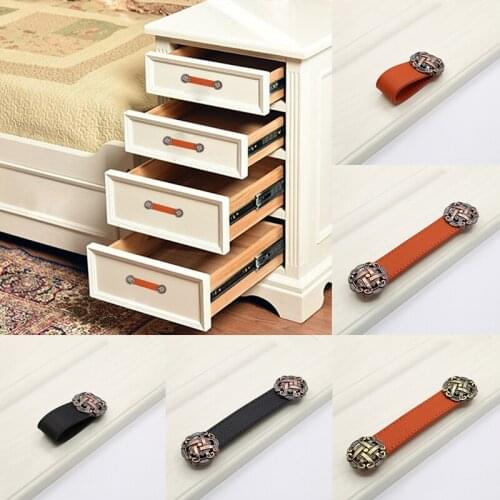 Wardrobe Leather Dresser Handles Drawer Pulls Equipment Cabinet Kitchen Black Door Knobs And Nordic Furniture Handles