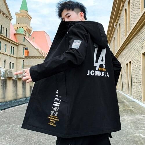 2021 Casual Men Hooded Jacket Spring Autumn Trench Coat Mid-Long Outwear Windbreaker Male Streetwear Overcoat Cloth Plus Size
