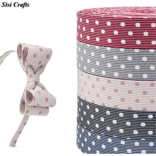 Sisi Crafts Tape 10 25 40mm Cotton Stripe Dots Ribbon for Crafts Printed Fabric Bias DIY Garment Hair Bow Tie Collar Trim Riband