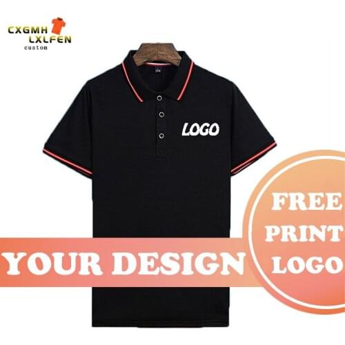 Summer men and women can wear 8-color polo shirts, custom logos, casual all-match short-sleeved lapel prints, DIY brand text