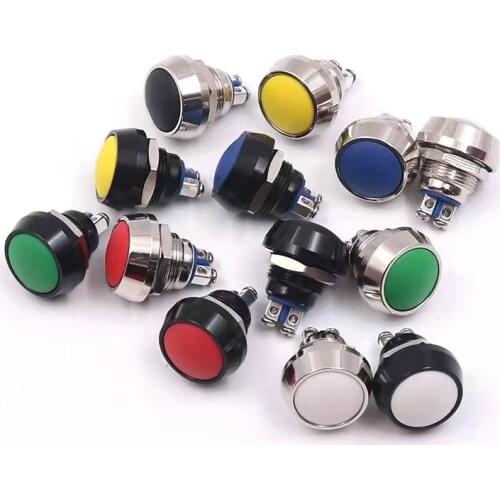 12mm waterproof Momentary colors Alumina black 1NO domed micro switch push button switch pin feet/screw terminal reset on-off