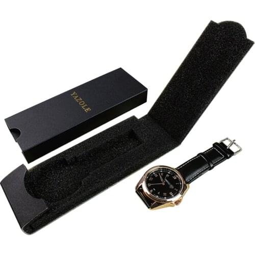 1 Pc Fashion Black Watch Folding Boxed Luxury Watch Display Paper Box Jewelry Storage Box Watch Long Folding Box Gift Box