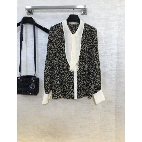 Fashion ladies 2021 new long-sleeved sexy casual silk small floral pattern shirt 1202