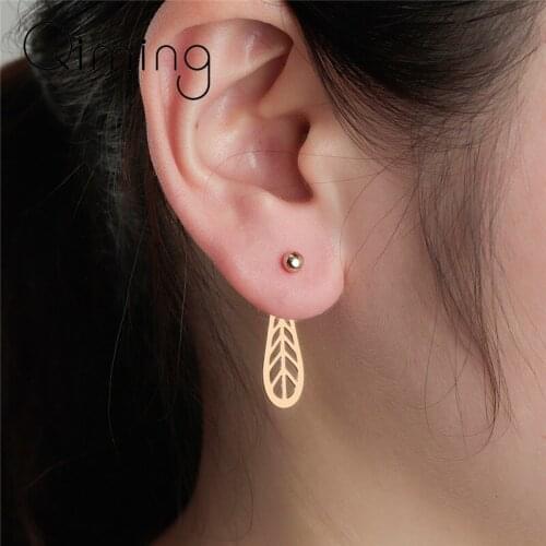 Geometric Gold Earrings Ear Jackets Stud Earrings For Women Elegant Front Back Two Sides Ethnic Earrings Fashion Jewelry