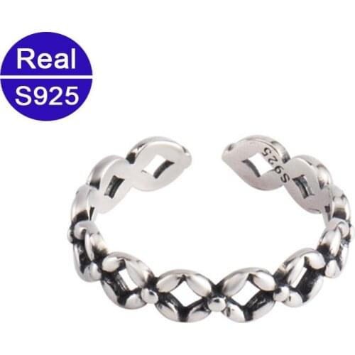 Fashion Simple Vintage Style Adjustable Size Ring For Women Solid 925 Sterling Silver Rings Fine Jewelry Dropshipping In Box