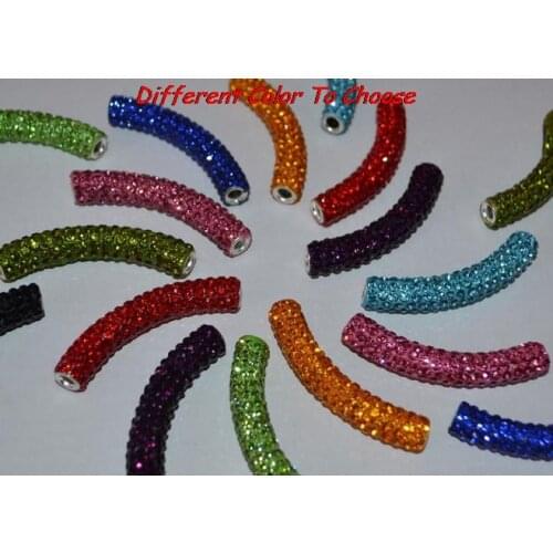 G43 clay pave disco bead white blue black mixed multi color long bending tube beads bead for bracelet necklace crystal