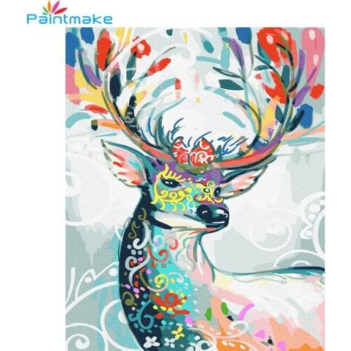 Paintmake animal DIY Painting By Numbers Deer Oil hand Painted On Canvas For Home Room Decor Wall Art Picture 40*50CM