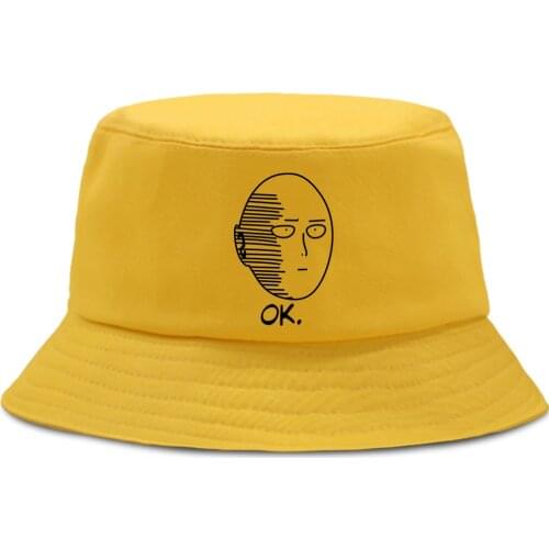 Mens Bucket Hats Japan Anime One Punch Woman Summer Bob Chapeau Fishing Fisherman Hat I'm OK Panama Caps travel hiking hat