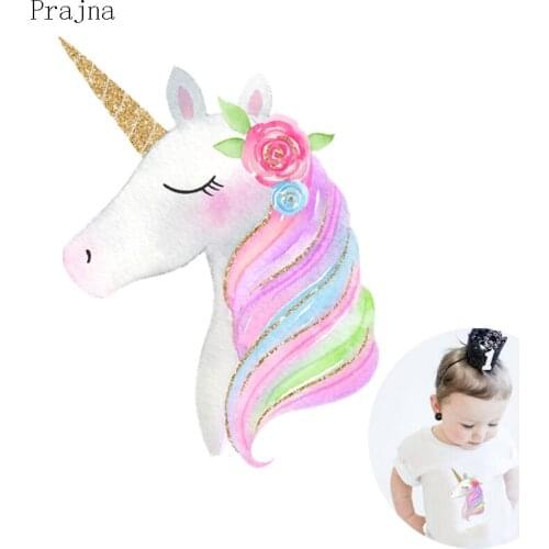 Prajna Heat Transfer Vinyl Patch For Clothes Stripes Flower Unicorn Patch Iron On Transfer Applique Sticker On Clothes A Level