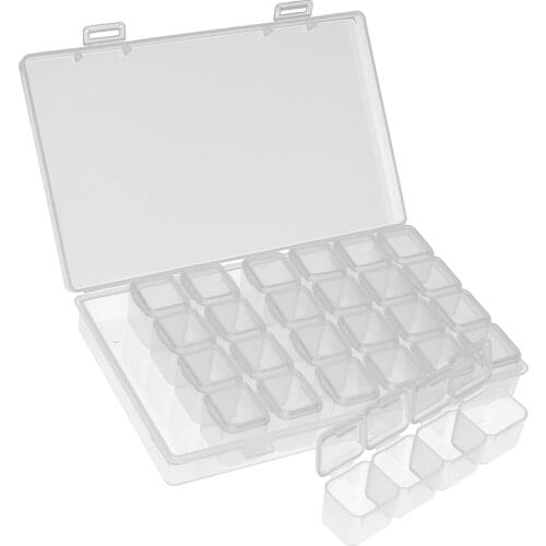 28 Slots Clear Adjustable Plastic Storage Box Empty Nail Art Tips Decorations