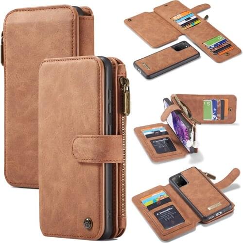 Zipper Wallet Leather Case for Samsung S20 S20 Plus Detachable Multifunction Magnetic Flip Case For Samsung S20 Ultra Cover