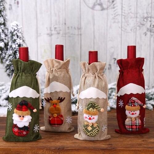 Christmas Decorations Hemp Old Man Red Wine Bottle Wine Bag Holiday Hotel Decorations
