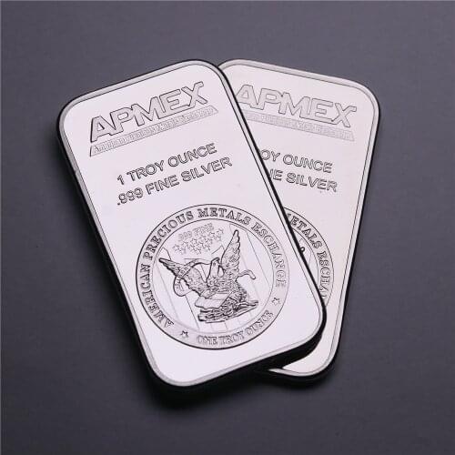 1 oz APMEX Silver Bar Bullion Silver-plated Replica Without Magnetic Crafts Collectible Gifts
