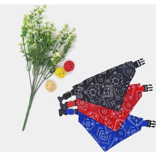 Dog Bandana Print Pet Scarf Bow Tie Pet Pure Cotton Plaid Washable Bow Tie Cat and Dog Scarf Dog Accessories Square Scarf
