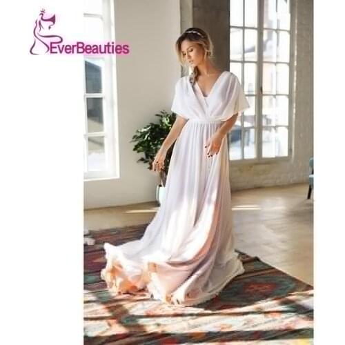 Ball Gowns Chiffon vestido de noiva White Ivory Wedding Dresses 2020 with Pearls Bridal Dress Marriage Customer Made Size