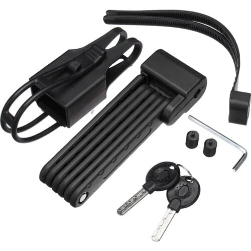 Folding lock Bicycle Cable Locks Steel Bike Security Anti-Theft Combination MTB Road with 1PC Mounting Cage 1PC Non-slip Straps