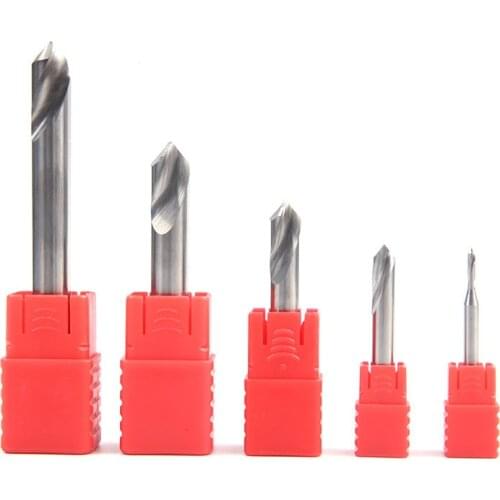 Hrc 45 Carbide Cnc Spot Drill Bit 2 Flutes Point Angle 90 Degree Metal Aluminum Chamfer Tool Router Bit Deburring End Mill