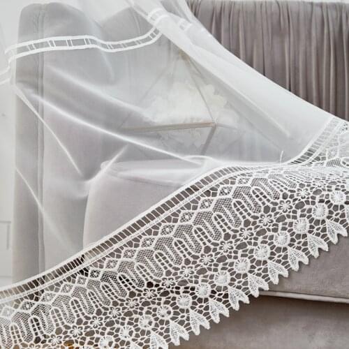 Curtain for Living European-style Modern Minimalist Water soluble Embroidery Fresh Hollow Embroidere Curtain Dining Room Bedroom