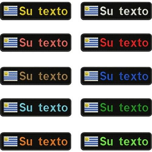 Uruguay Flag 10X2.5cm Embroidery Custom Name Text Patch Stripes badge Iron On Or Velcro Backing Patches For Clothes Backpack