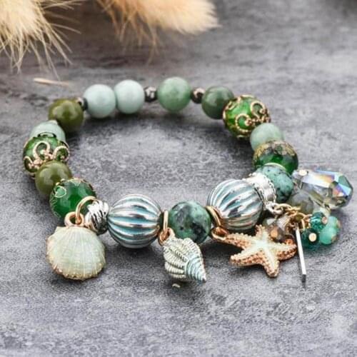2021New Bohemian ethnic style beach ladies friendship bracelets natural stone beaded bracelet for women shell jewelry for women