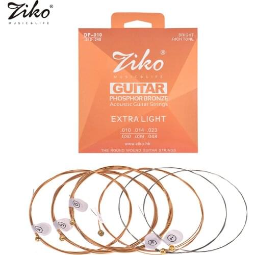 ZIKO DP-010 Extra Light Acoustic Guitar Strings Hexagon Alloy Wire Phosphor Bronze Wound Corrosion Resistant Guitar Accessories