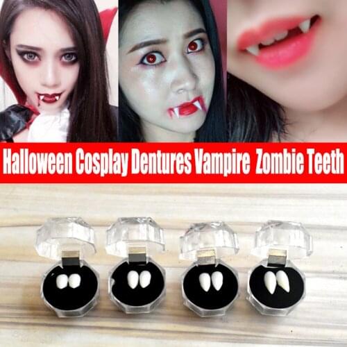 4Pcs Horrific Fun Halloween Cosplay Dentures Zombie Vampire Teeth Ghost Devil Fangs Props Costume Party Clown Tooth 13MM 15 17MM