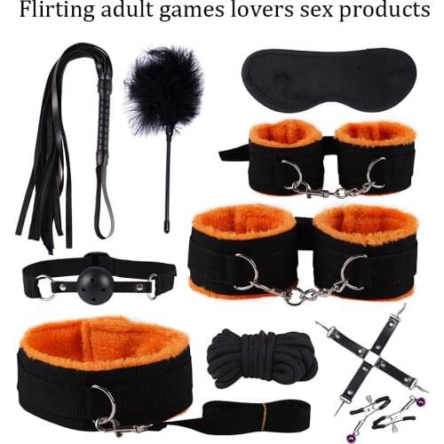 10Pcs Anklecuffs Handcuffs Bondage BDSM Whip Blindfold Adult Sex Toy Set Sex Toys For Woman Bdsm Bondage Sexy Adult Product Game
