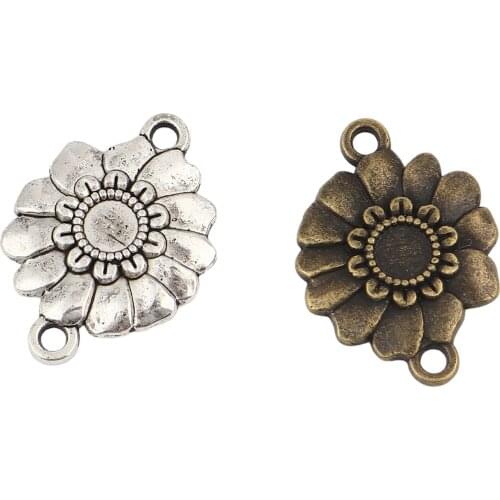 Vintage Connectors Flower Antique Silver Color Charms DIY Making Necklace Bracelets Women Party Jewelry Findings 27mmx20mm,10PCs