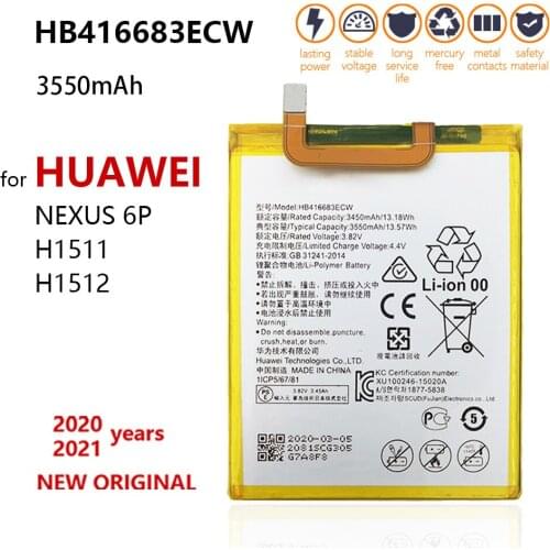 100% Original 3550mAh HB416683ECW Battery For Huawei Nexus 6P H1511 H1512 Smart Phone Batteries With Tracking number