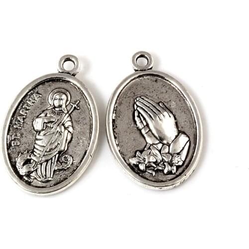 100Pcs ST. MARTHA Religion Charms Pendants Zinc Alloy Fashion Jewelry DIY Fit Bracelets Necklace Earrings 16.2x25.5mm