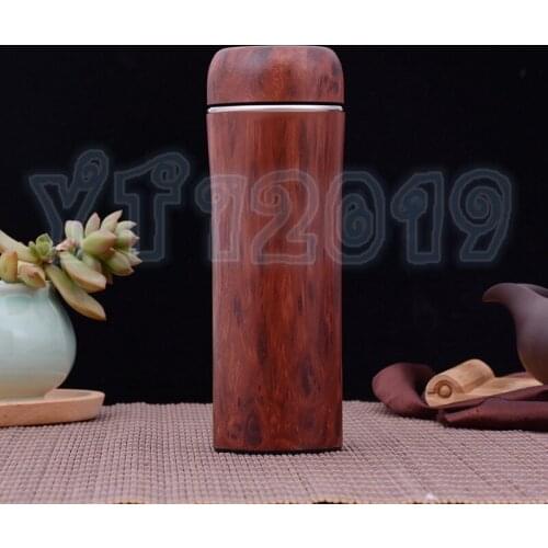 30pcs Stainless Steel Water Bottles 2 Colors Double Wall Insulation Tea Cups Wooden Bamboo Color Thermos Cups ZA6815
