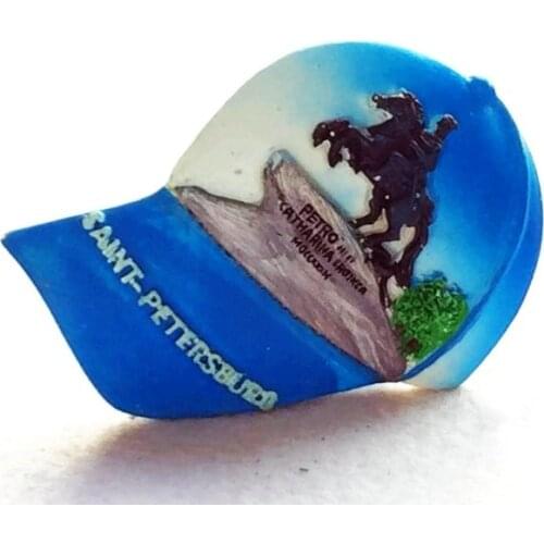 Handmade Painted Moscow, Russia, St. Petersburg Hat 3D Fridge Magnets Tourism Souvenirs Refrigerator Magnetic Stickers Gift