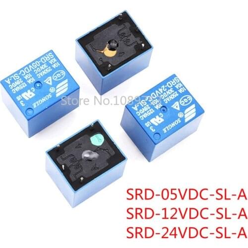 5Pcs Power Relay SRD-05VDC-SL-A SRD-12VDC-SL-A SRD-24VDC-SL-A 4Pin Relays DC 5V 12V 24V 10A 250VAC