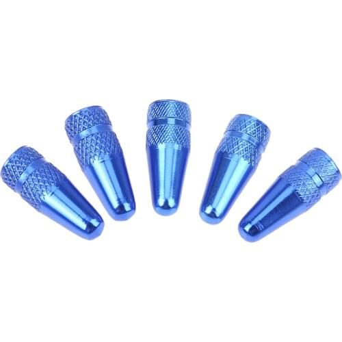 5pcs Bicycle Presta High Aluminium Pressure Valve Caps Dust Covers (Blue) Support Bicycle Cycling Parts Accessories