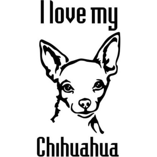 6.5cm*12.7cm Car Styling Animal I Love My Chihuahua Cute Cartoon Car Window Stickers C5-1346