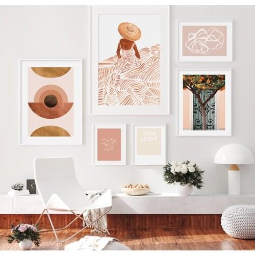 Sabina Fenn Madame Fleur Orange Tree Abstract Line Poster Canvas Painting Wall Art Prints Picture Living Room Home Decoration