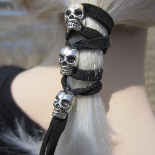 Hair Accessories Skull Jewelry Leather Ties Ponytail Hair Glove Wrap