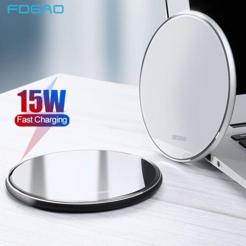 FDGAO 15W Qi Wireless Charger For iPhone 12 11 Pro Max XS XR X 8 Induction Fast Charging Pad For Samsung S21 S20 Xiaomi mi 11 10