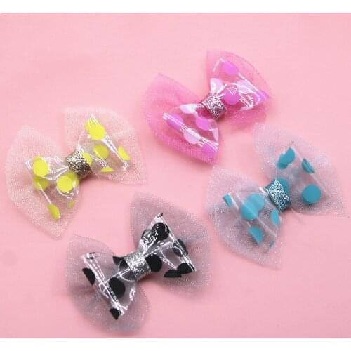 Glitter Paillette candy color point bow Pads Patches Appliques for Craft Clothes Sewing Supplies DIY Hair Clip Accessories