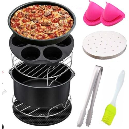 Household Air Fryer Accessories 10 Piece Set Scones Basket Pizza Pan Heating Baking Pan Gas Multifunctional Frying Pan Tool