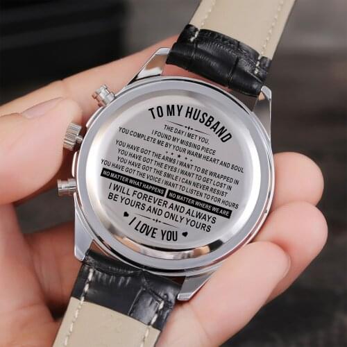 "TO MY Husband Personality Engraved Watch Clock Male Quartz kol saati Present a Great Gifts for Men Lovers Souvenir "