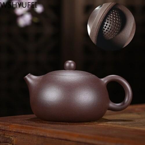 Handmade purple sand Tea set tea set hole stone teapot tea set drinking utensils, purple sand 230cc teapot kettle Lock water