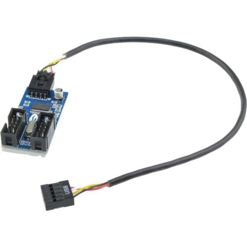 PC Case Internal 9Pin USB 2.0 1 to 2 Splitter PCB Chipset Enhanced Extender