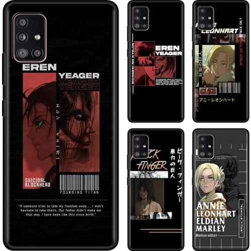 Phone Case For Samsung Galaxy A91 A72 A71 A51 A52 A42 A41 A32 A31 A21 A02 A11 A12 A02s A01 Black Fundas Attack on Titan Eren