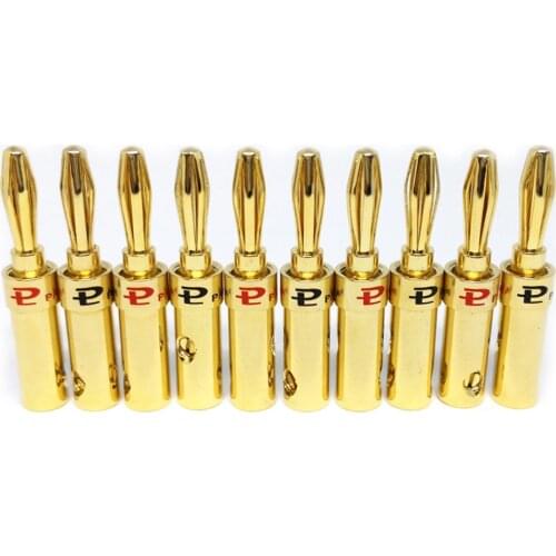 Hifi Colleimage 8pcs audio pailiccs 4mm banana plugs copper Gold plated speaker cables Wire Pin Banana Plug Connectors
