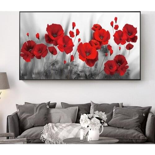 Red Poppies Flower Canvas Paintings on The Wall Art Posters and Prints Bright Flowers Canvas Art Wall Pictures for Bedroom Decor