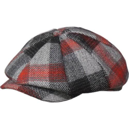 Plaid Newsboy Caps for Man Felt Cap Thick Warm Vintage Tweed Short Brim Spring Autumn Classic Style Fashion Hat